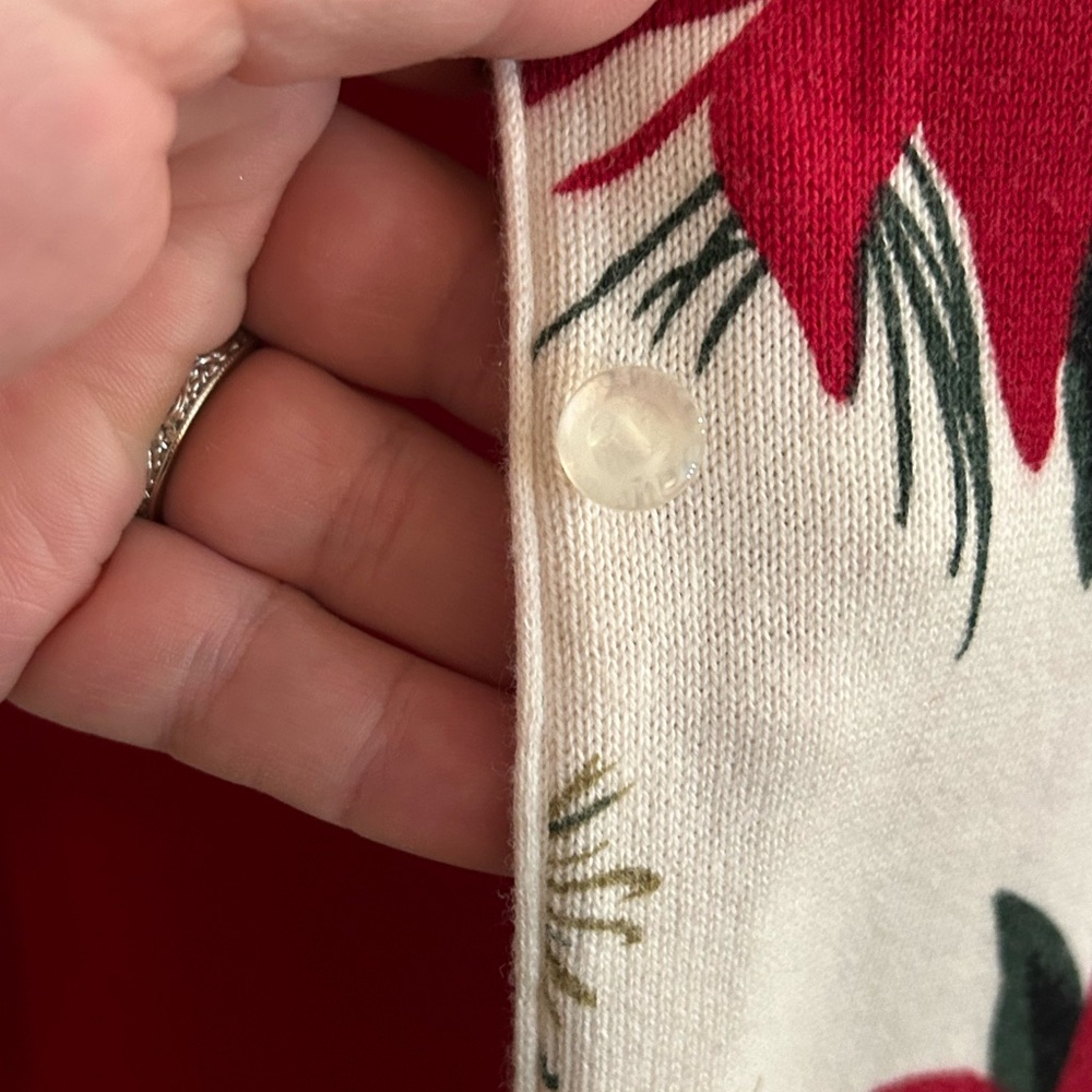Poinsettia Christmas Cardigan by Talbots - Picture 4 of 9